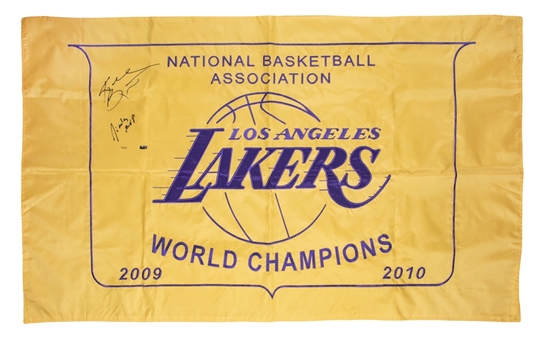 2009-10 Kobe Bryant Signed Los Angeles Lakers Championship Banner With "Finals MVP" Inscription (#12/50) - 13.5" Signature! (Panini)	